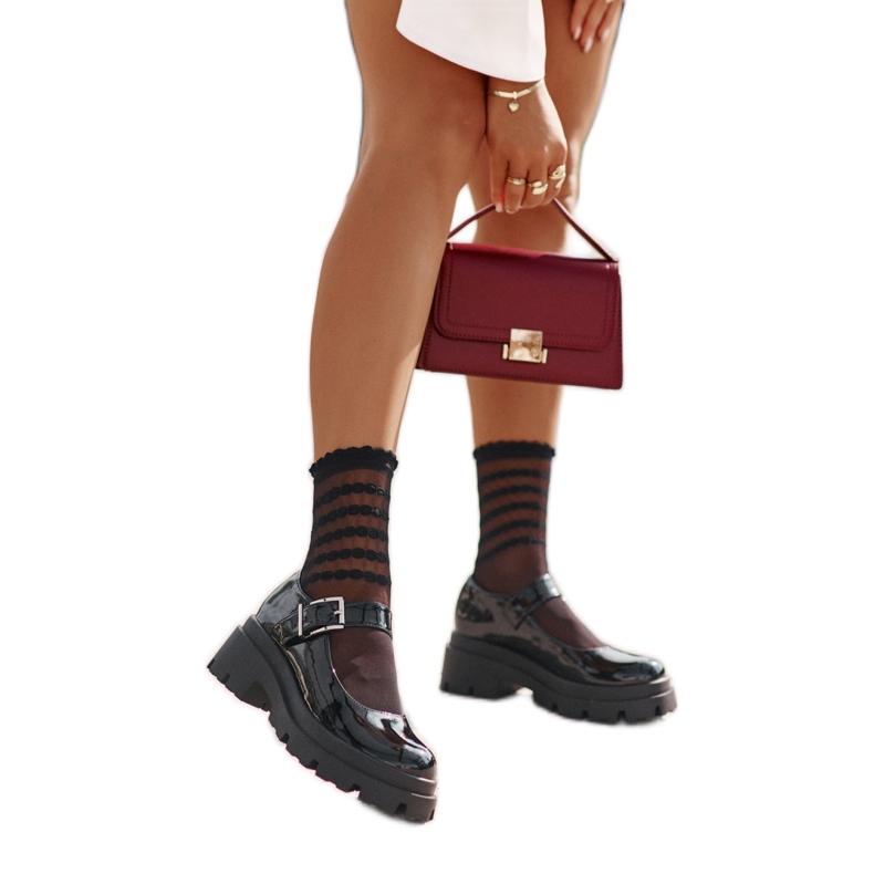 Ženske lakirane cipele s Black Lakier kopčom crno