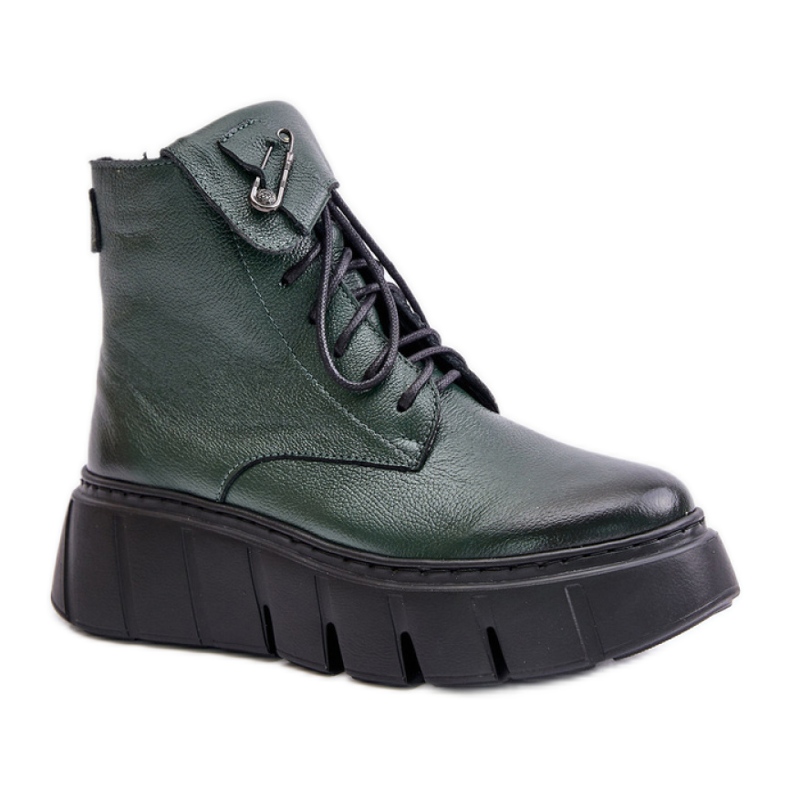 Zazoo Ženske tamno zelene čizme s platformom zelena