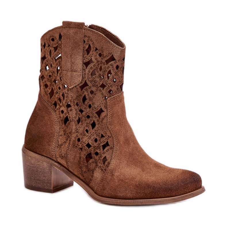 Lewski Gležnjače od brušene kože s otvorenim gornjim dijelom smeđa