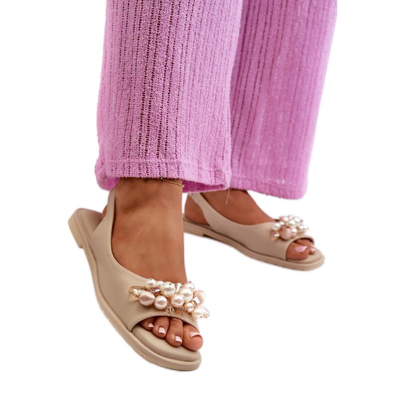 Ženske sandale sa S.Barski Beige ukrasima bež