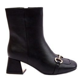 Gležnjače na visoku petu s crnim ukrasom crna