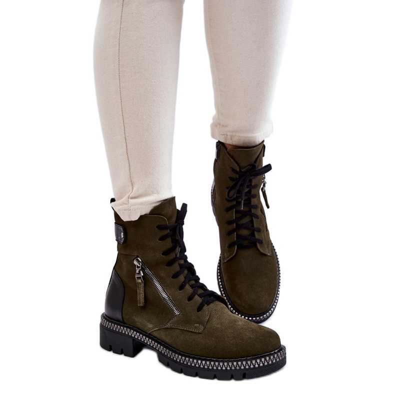 Zelene gležnjače s izolacijom od brušene kože Laura Messi zelena