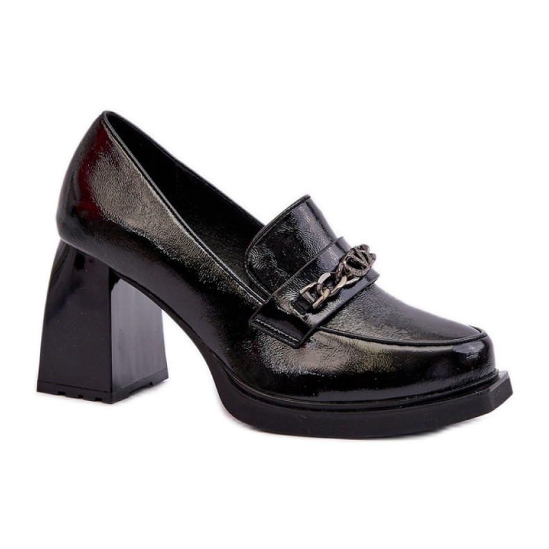 Crne lakirane cipele na visoku petu crno