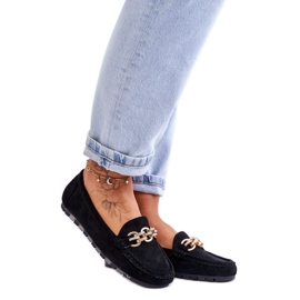 Ženske mokasine s natikačama od brušene kože, crne crno