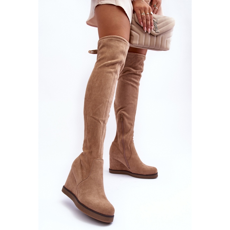 Step in style Čizme iznad koljena Model Mephal NS362P Beige Suede - Korak sa stilom bež