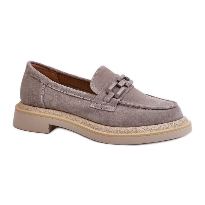 S. BARSKI Ženske mokasine sa sivim ukrasom siva