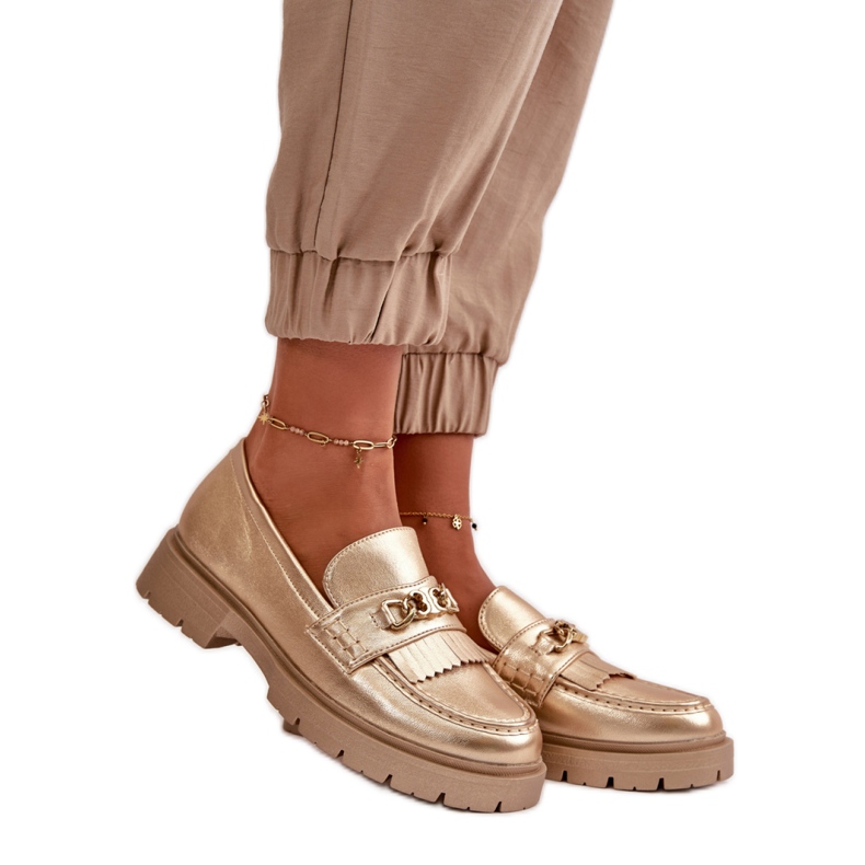 Step in style Mokasine Model Zanita GQ8-010 Zlatne - Zakoračite sa stilom žuta boja