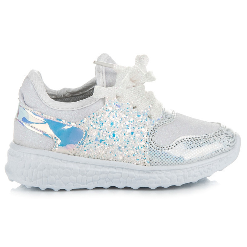 Vezane cipele s brokatom bijela