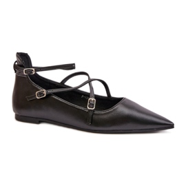 Ženske balerinke od eko kože sa špicom, crne crna