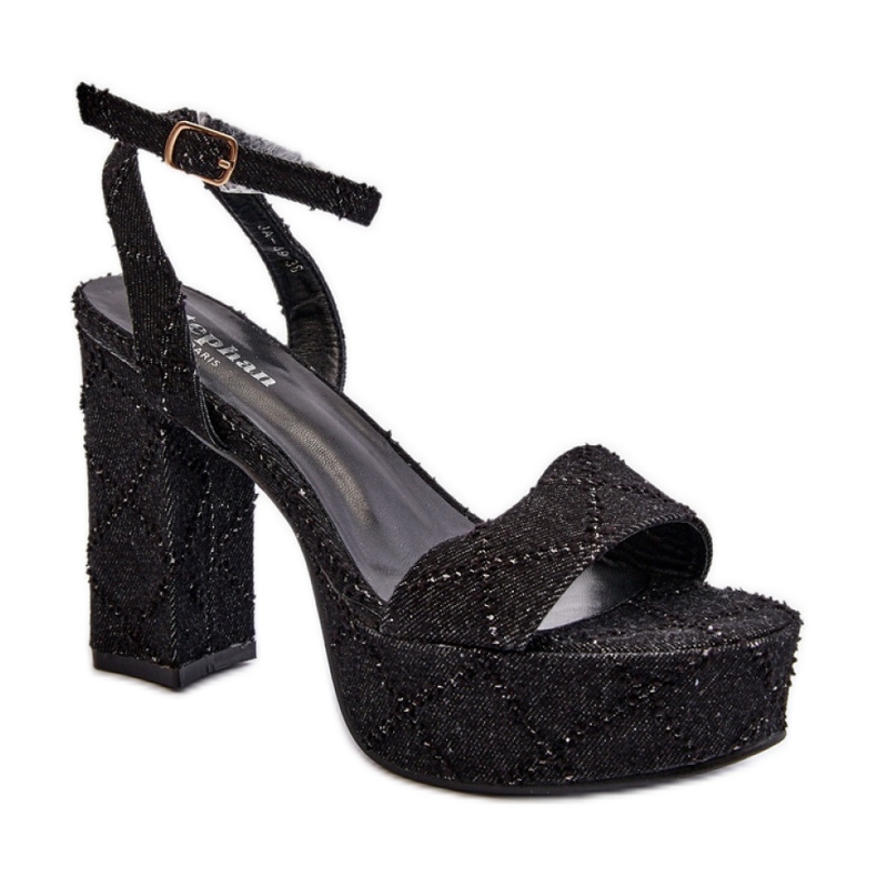 Moderne ženske sandale od tekstilnog materijala crno