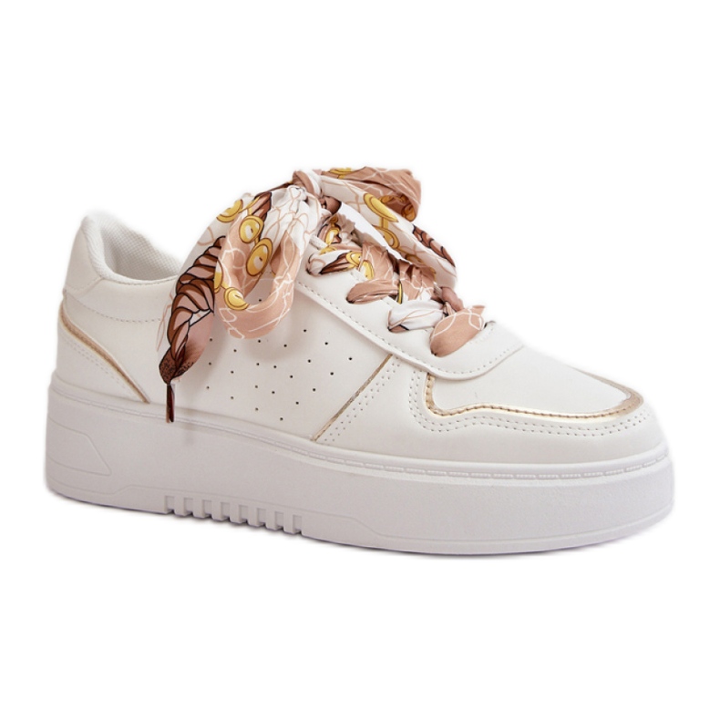 Ženske tenisice od eko kože i ukrasa bijela