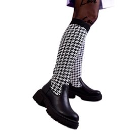 Unikatne ženske čizme sa štofom crna