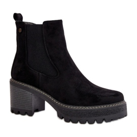 Ženske čizme od brušene kože s debelim donjim dijelom, crne crna