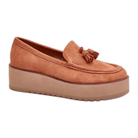 Ženske mokasine od eko antilopa na platformu narančasta