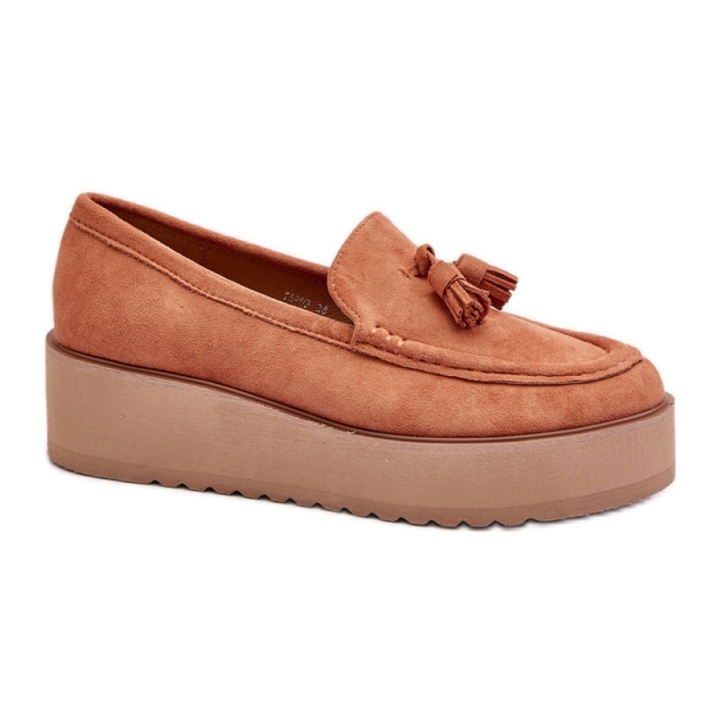 Ženske mokasine od eko antilopa na platformu naranča