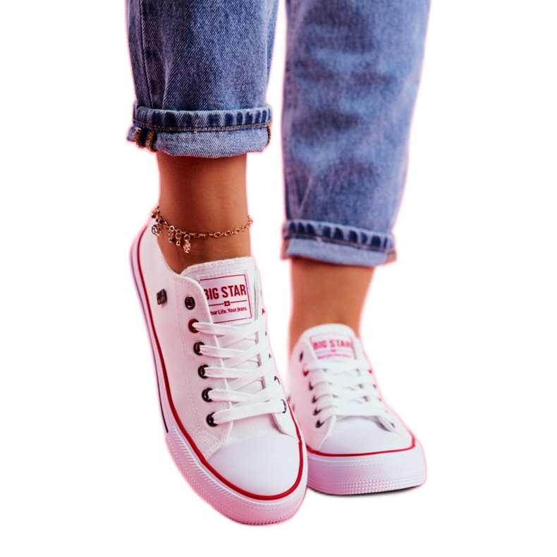 Big Star Klasične bijele tenisice na vezanje bijela