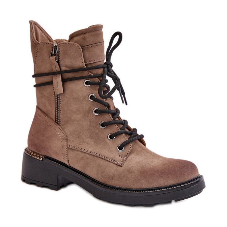 Evento Suede Works s ukrasnim patentnim zatvaračem bež