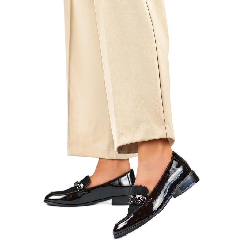 Ženske cipele s lancem 24-12309B crne crno