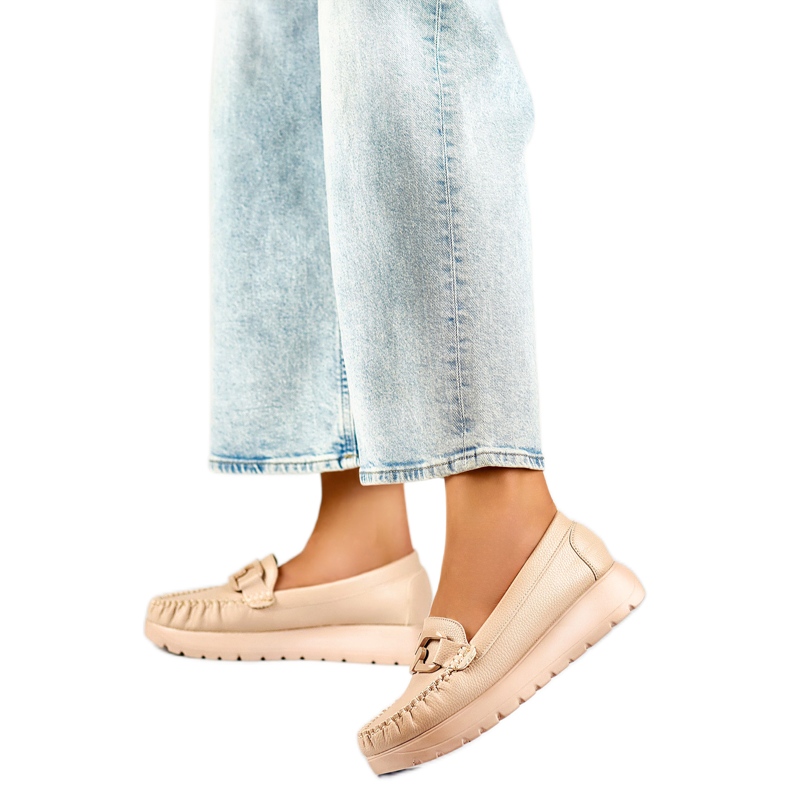 Ženske mokasine s ukrasom 24-21339BE bež