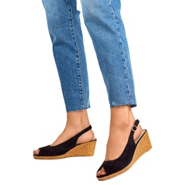 Ženske sandale na wedges GD-FL653B, crne crna