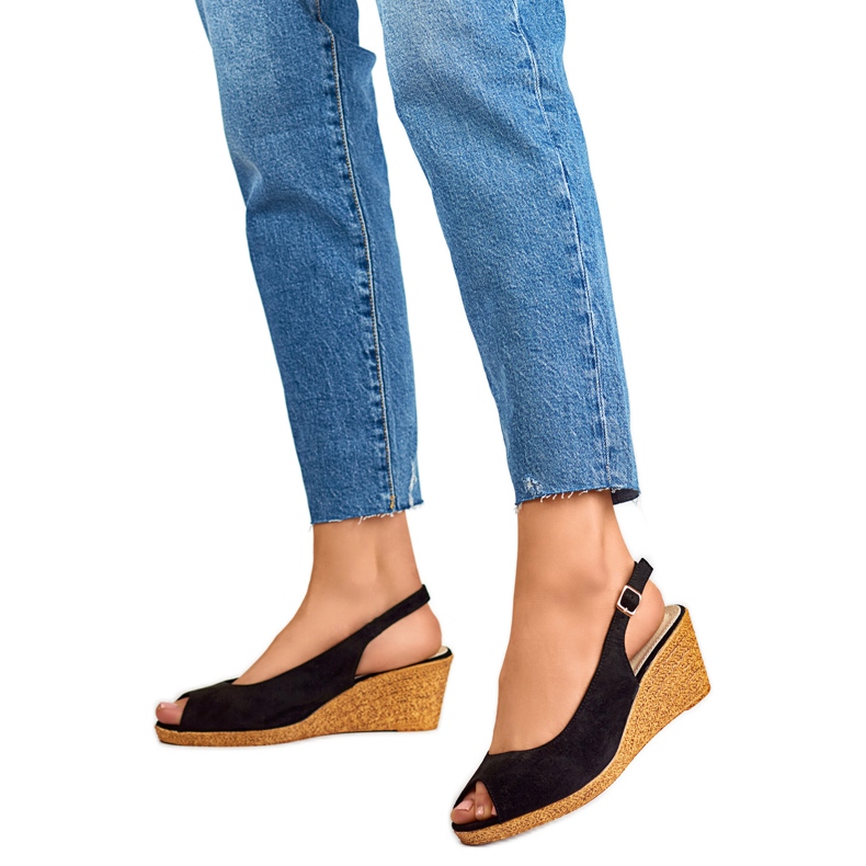 Ženske sandale na wedges GD-FL653B, crne crno