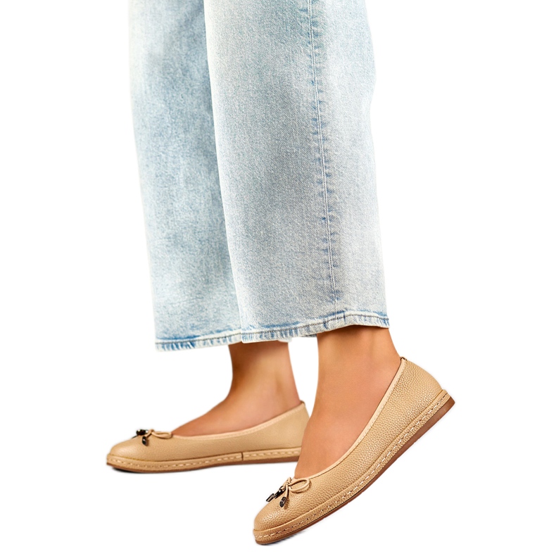 Ženske balerinke s mašnom GD-XR392A-BE bež