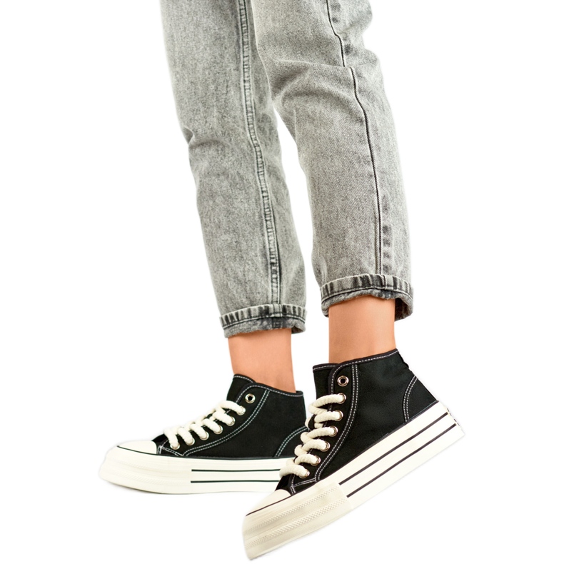 Tenisice s platformom BL507B, crne crno