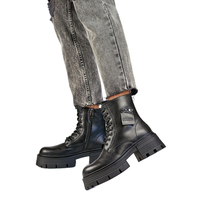 Ženske kožne čizme GD-TL56B, crne crno