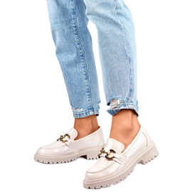 Ženske mokasine sa zlatnim ukrasom OH31-2LT/BE bež