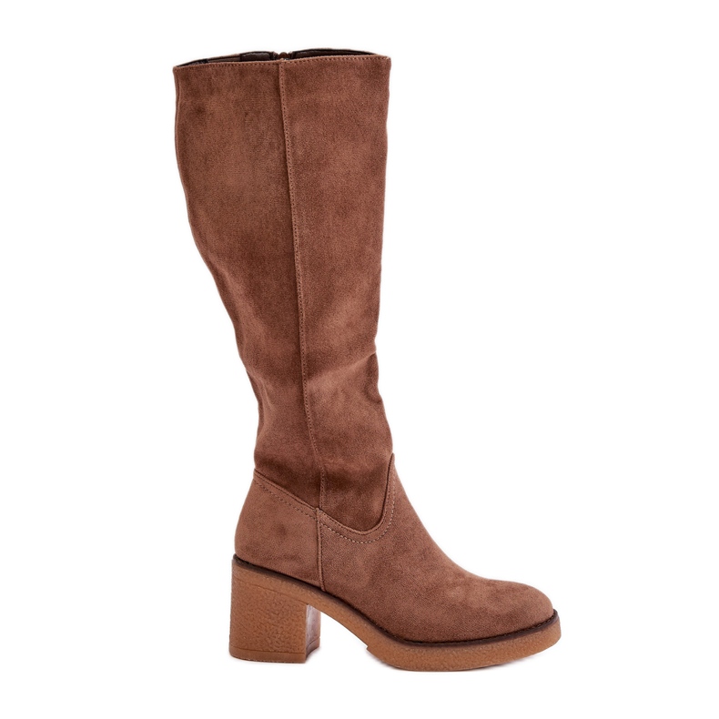 Jezzi Izolirane ekološke antilop čizme s visokom petom iznad koljena, smeđi Leamirael smeđa