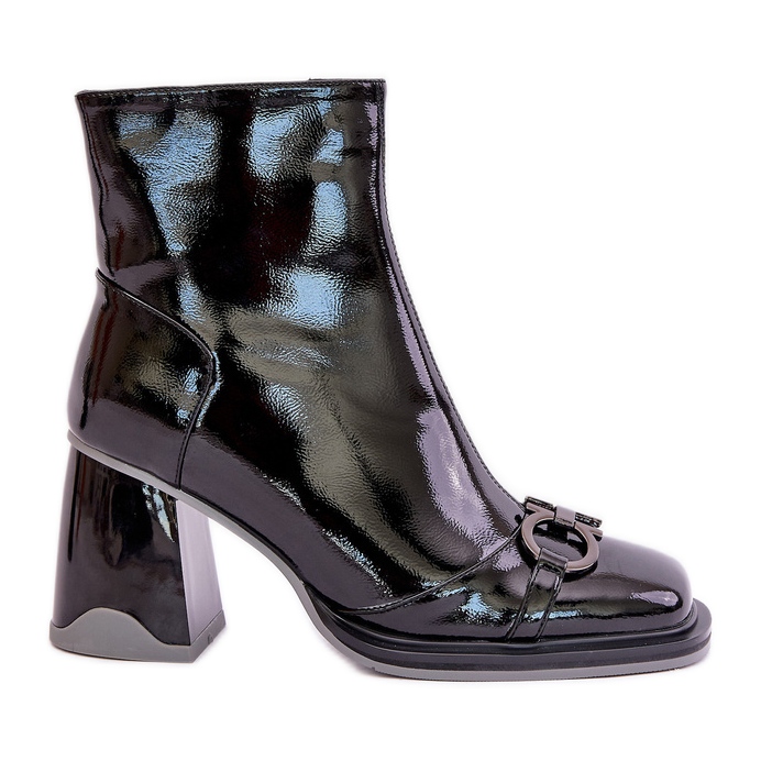 S.Barski Lakirane izolirane čizme na visoku petu s ukrasom D&amp;A MR880-021 crna crno