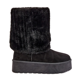 Crne čizme za snijeg s platformom Lisonea i okrenutim gornjištem crna