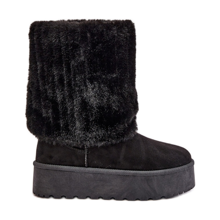 Crne čizme za snijeg s platformom Lisonea i okrenutim gornjištem crno