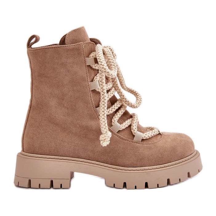 Izolirane čizme od eko brušene kože s patentnim zatvaračem, Bež Caellita