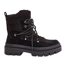 Crne Merilana čizme od ovčje kože s krznom crna