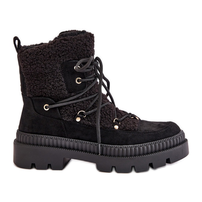 Crne Merilana čizme od ovčje kože s krznom crno