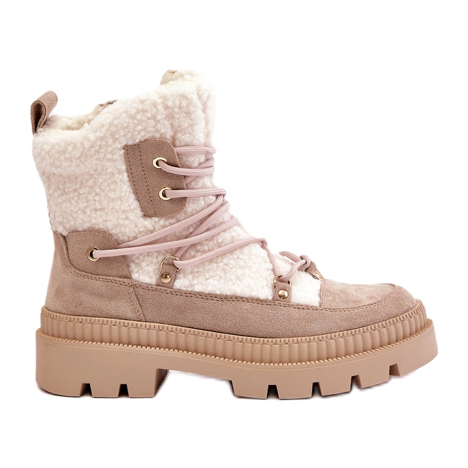 Bež Merilana čizme od ovčje kože s krznom