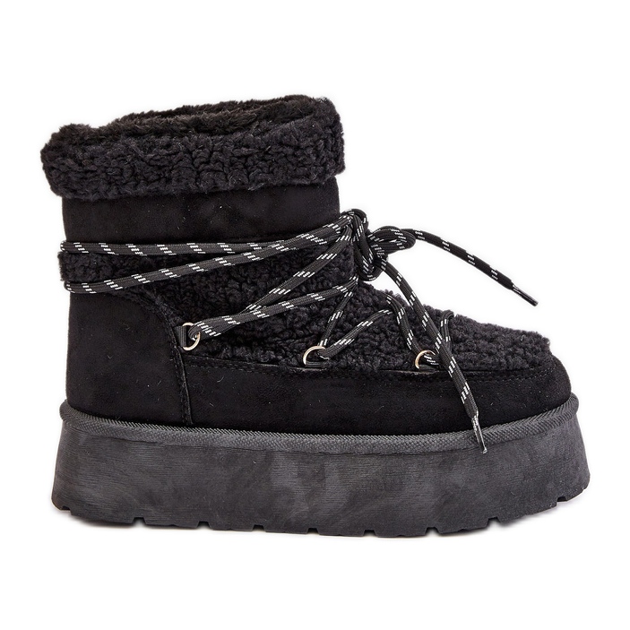 Crne Izathiel čizme za snijeg s platformom i vezicama crno