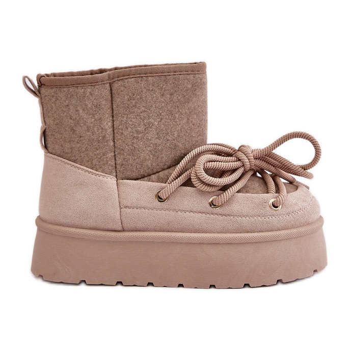 Bež čizme za snijeg Mavora s vezicama na platformi