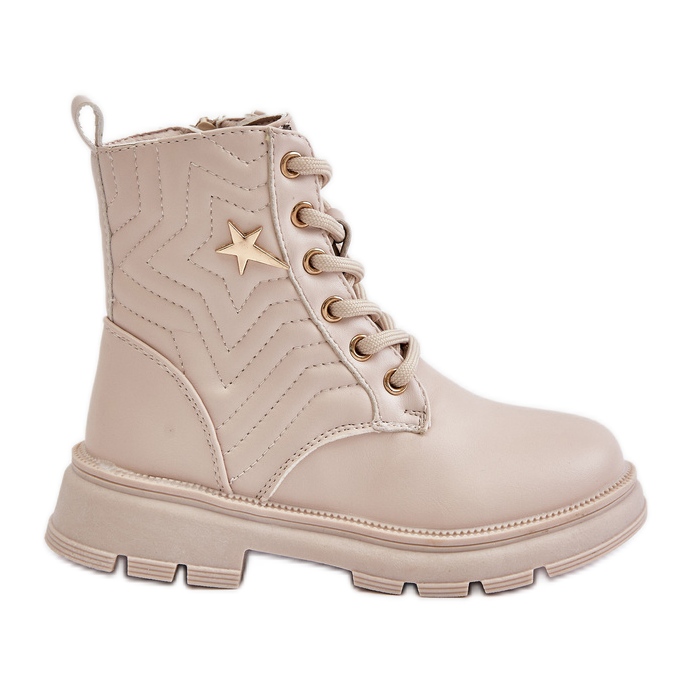 Izolirane dječje gležnjače s patentnim zatvaračem od eko kože, bež Liotira