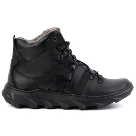 Olivier Muške kožne izolirane zimske čizme 151KZ, crne crna