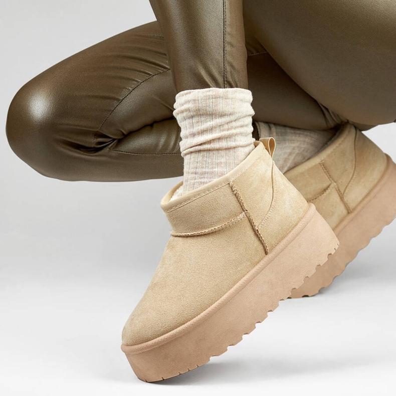 Ženske čizme za snijeg s platformom, svijetlo bež TL242-BE