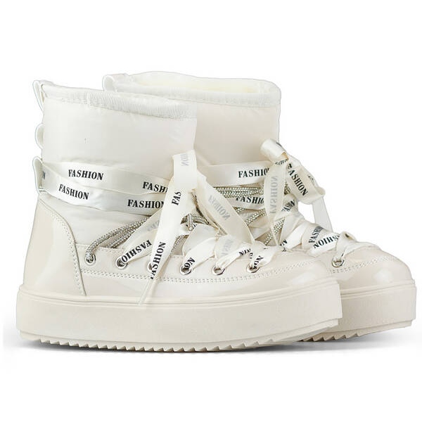 Ženske čizme za snijeg, čizme na vezanje, bež 5754-4BE