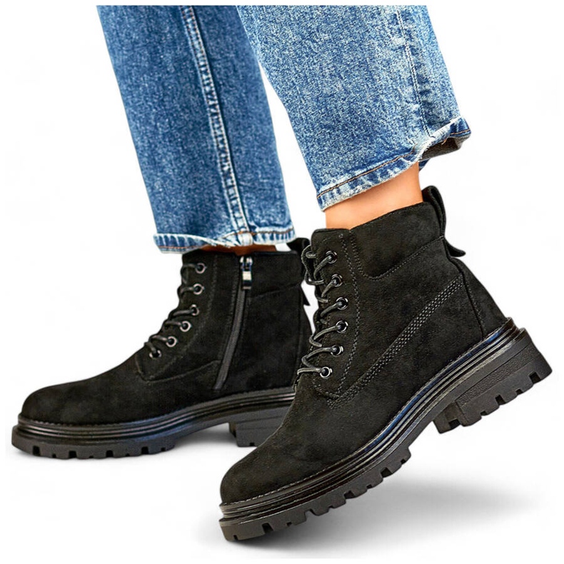 Ženske gležnjače s izolacijom od brušene kože, crne A5201B crno