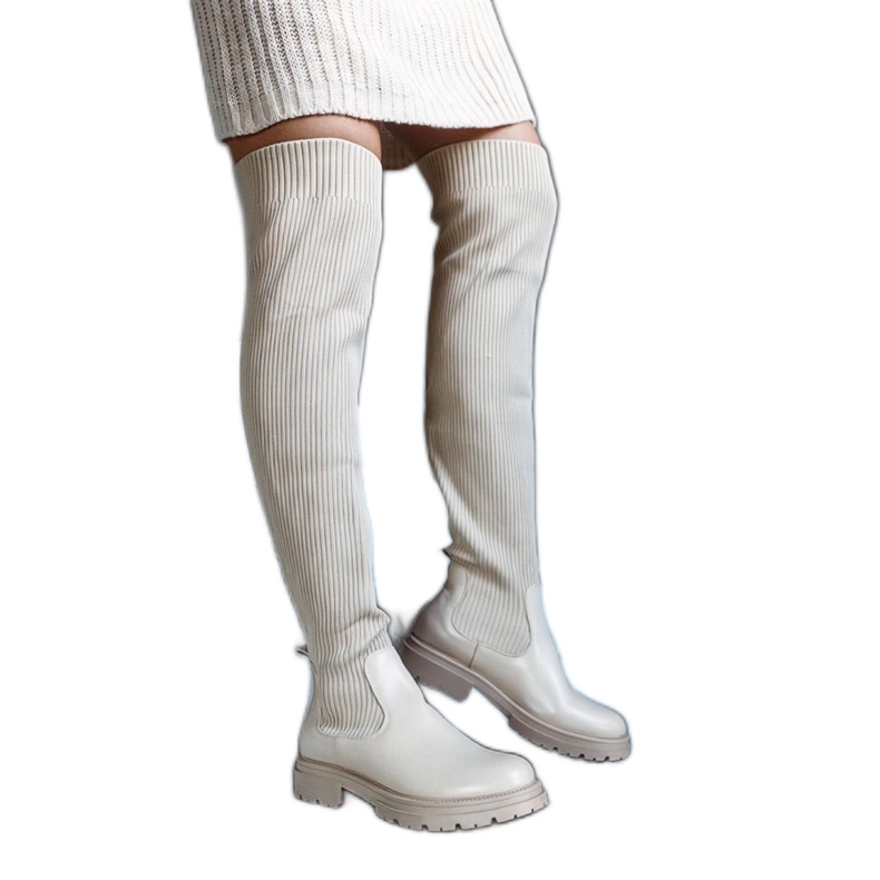 Bež duge čizme s elastičnim gornjištem Daryl