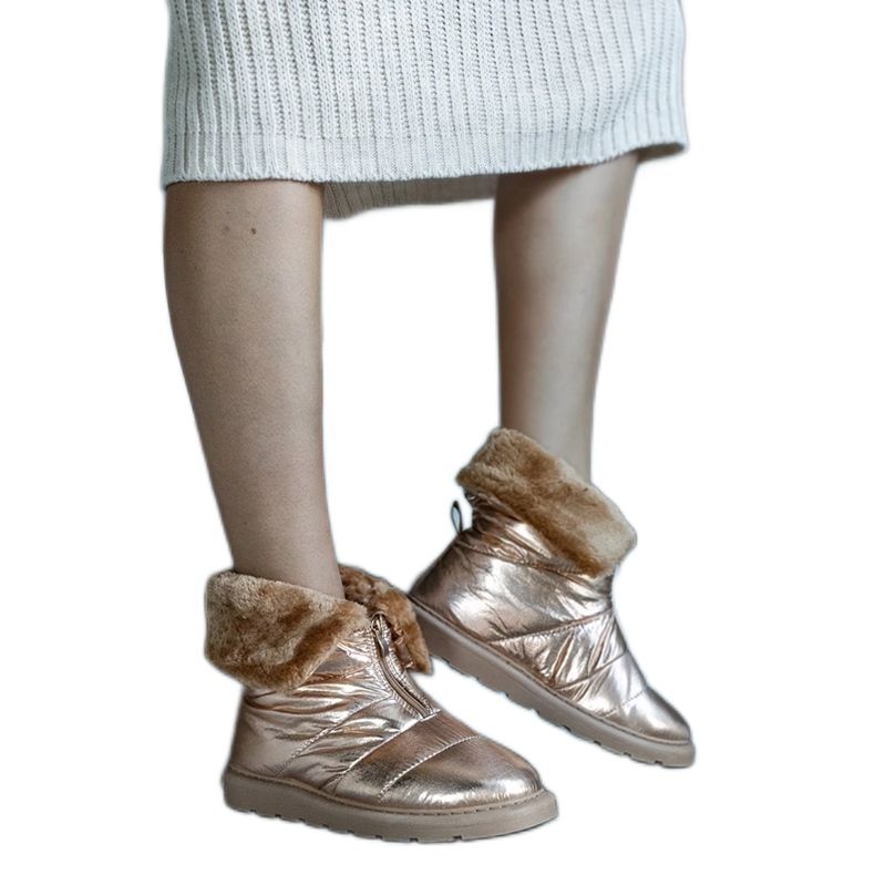 Edidda zlatne izolirane čizme za snijeg s ovratnikom zlatna