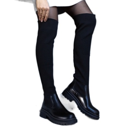 Crne duge čizme s fleksibilnim gornjim dijelom Lilca crna