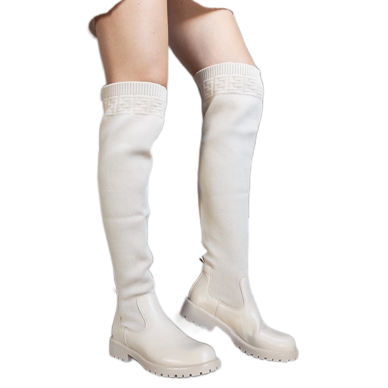 Bež duge čizme s elastičnim gornjištem Juanra