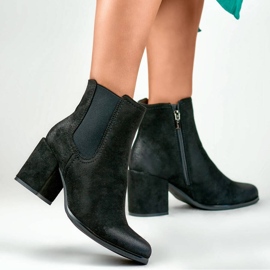 Ženske gležnjače od brušene kože, crne, 260038B-SU crna