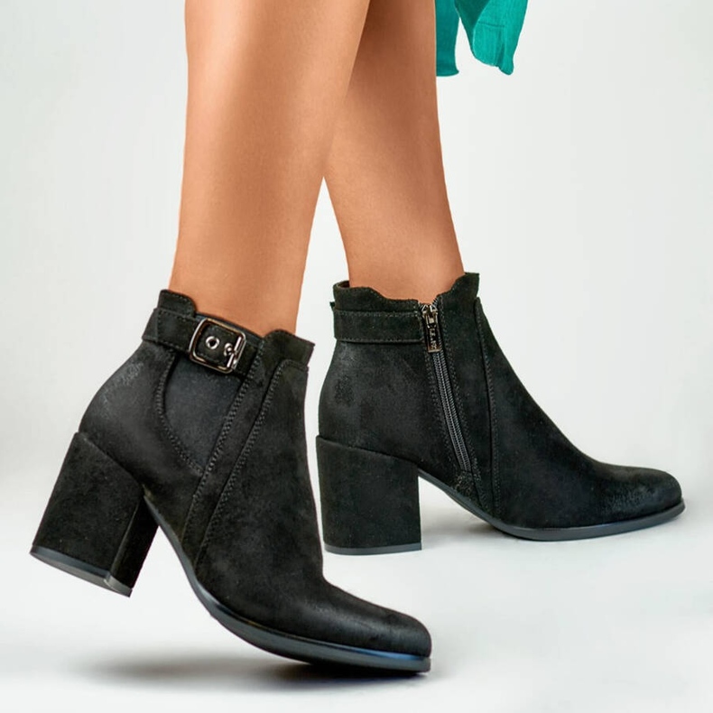 Ženske gležnjače od brušene kože, crne, 260041B-SU crno